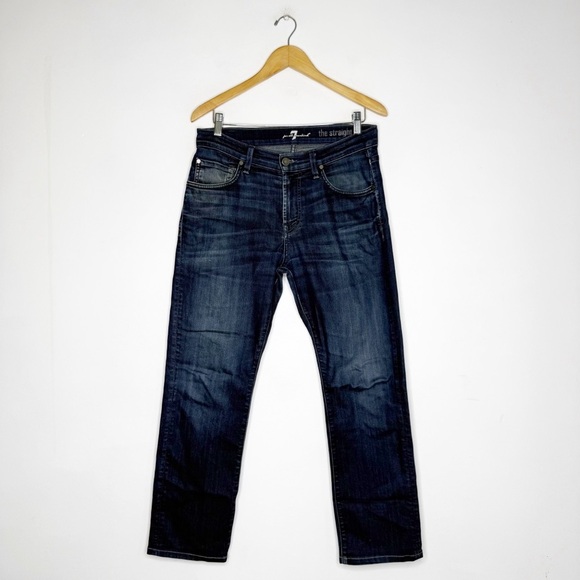 7 For All Mankind Men's Blue Jeans Straight Leg Size 29 - Picture 1 of 8